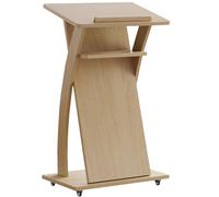 Zynqra Pupitre de pie de Madera，Atril Móvil con 4 Ruedas, Púlpito de Madera con Estante，para Iglesia, Concierto, Conferencia, Boda, Aula(Wood Color)