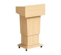 Zynqra Soporte de Podio de Madera Altura Ajustable,Atril Móvil con 4 Ruedas,con Estante de Almacenamiento Atril,3 Compartimentos,Oficina de Discurso,para Aulas(B)