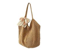 Zyntora Bolso Tote De Ganchillo Y Crochet Hecho A Mano - Estilo Boho, Diseño Calado, Malla Y Encaje, Y Cinta,Bolso de Playa de Punto Veraniego | Para Llevar De Compras Viajes Citas Y Gafas De Sol