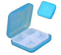 Zyntora Mini organizador de pastillas, organizador diario de pastilleros, de viaje, caja de medicamentos, contenedor portátil de cuatro compartimentos con cierre transparente para bolsillo, bolso