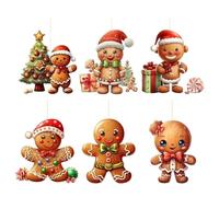 Zyntora Navideños De Galleta De Jengibre Acrílico 2D - 6 Piezas Colgantes Decorativos para Fiestas Navideñas | Colgantes para Navidad para Colgar En Repisa Puerta Pared Hogar Cafetería Oficina Coches