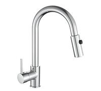 Zynuhmo Grifo de baja presión extensible, acero inoxidable cromado, grifo con 3 conexiones para caldera, grifo giratorio de 360 °, grifo mezclador de arco alto para cocina con 2 modos de ducha