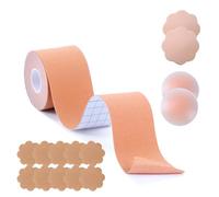 Zynxel Boob Tape 5m, Sujetadores Adhesivos para Mujer Push Up, Pezoneras Adhesivas Invisibles y Reutilizables, para Sujetadores sin Espalda, Cinta Adhesiva para el Pecho en Tallas de Copa A-E