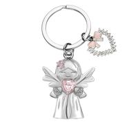 ZYOMVUN Llavero de ángel de la guarda, amuleto de la suerte, ángel con corazones, Mejor amiga regalos llavero, Tía regalo ángel amuleto de la suerte madrina, para exámenes o coche, Casa