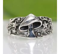 ZYONG Retro Lindo Estrella Hongo Anillo Mujeres Hombres y Mujeres Anillo de Moda Retro Punk Hip Hop Anillo joyería