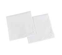 ZYOUQI 2 pañuelos de boda para mujer, de algodón, color blanco, con encaje de ganchillo, cuadrados, accesorio diario, Blanco, One Size