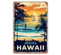 ZYPENG - Letrero de metal estilo retro Aloha Hawaii para decoración de pared del hogar, 8 x 12 pulgadas