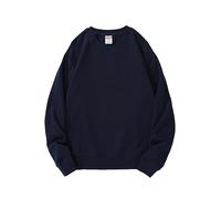 ZYPHYR Sudadera de cuello redondo para hombre, cuello redondo, triángulo invertido, color sólido, hombros caídos, ropa exterior, Tinta azul., M