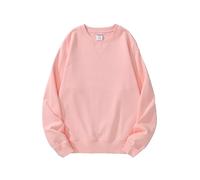 ZYPHYR Sudadera de cuello redondo para hombre, cuello redondo, triángulo invertido, color sólido, hombros caídos, ropa exterior, rosa claro, 3XL