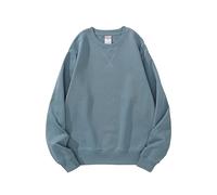 ZYPHYR Sudadera de cuello redondo para hombre, cuello redondo, triángulo invertido, color sólido, hombros caídos, ropa exterior, Azul neblina, S