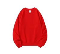 ZYPHYR Sudadera de cuello redondo para hombre, cuello redondo, triángulo invertido, color sólido, hombros caídos, ropa exterior, rosso, 3XL