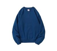 ZYPHYR Sudadera de cuello redondo para hombre, cuello redondo, triángulo invertido, color sólido, hombros caídos, ropa exterior, Azul Zafiro, XL