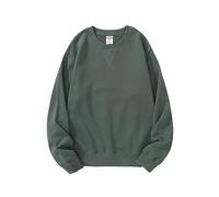 ZYPHYR Sudadera de cuello redondo para hombre, cuello redondo, triángulo invertido, color sólido, hombros caídos, ropa exterior, verde (Moss), XXL