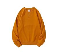 ZYPHYR Sudadera de cuello redondo para hombre, cuello redondo, triángulo invertido, color sólido, hombros caídos, ropa exterior, Amarillo patata, L