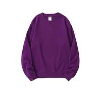 ZYPHYR Sudadera de cuello redondo para hombre, cuello redondo, triángulo invertido, color sólido, hombros caídos, ropa exterior, Deep Purple, XXL