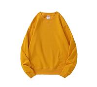 ZYPHYR Sudadera de cuello redondo para hombre, cuello redondo, triángulo invertido, color sólido, hombros caídos, ropa exterior, Cúrcuma, XXL