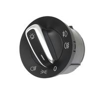 zyppk Interruptor de control de faros delanteros, perilla de luz antiniebla, Compatible for VW, Compatible for Golf, MK5, MK6, Jetta, Tiguan, Passat, Touran, Caddy, accesorios de coche cromados. inter