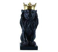 Zyqixluk Crown Lion King Estatua de la Estatua Estatuas de león de Estilo nórdico Decoración del león decoración del león Abstracto Figuras de Animales de Resina,Black a,8 * 12 * 23cm