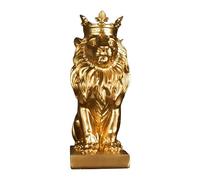 Zyqixluk Crown Lion King Estatua de la Estatua Estatuas de león de Estilo nórdico Decoración del león decoración del león Abstracto Figuras de Animales de Resina,Gold a,8 * 12 * 23cm