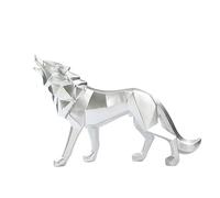 Zyqixluk Escultura de Estatua de Lobo de Resina esculturas abstractas decoración del hogar estatuas de Animales decoración geométrica Moderna Figuras de Mesa de Mesa Adornos para gabinetes,Plata