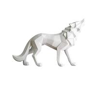 Zyqixluk Escultura de Estatua de Lobo de Resina esculturas abstractas decoración del hogar estatuas de Animales decoración geométrica Moderna Figuras de Mesa de Mesa Adornos para gabinetes,Blanco