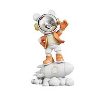 Zyqixluk Estatua de decoración de Astronauta Cohete, Escultura de Astronauta de Resina, estatuilla de Astronauta decoración Moderna del hogar, Regalos para Amantes del Espacio,Naranja