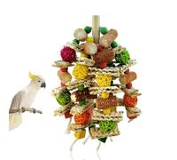 ZYQUES Juguete colgante para loros, juguete para pájaros de madera, mazorca de maíz natural y discos de aire, juguete para todos los loros y pájaros