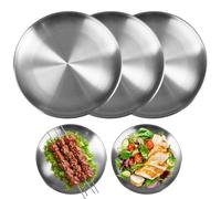 Zyren 3 Platos Redondos en Acero Inoxidable, Platos Acero Inoxidable Camping, Plato Metalicos Resistentes, Aptos para Lava Vajillas Plato Camping para Restaurantes Picnics Cocinas y Fiestas - 20 cm