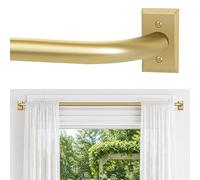 ZYRW Gold Curtain Rods, Room Darkening Curtain Rod for Windows 48 to 90 Inches(4-7.5Ft), Wrap Around Curtain Rods, Heavy Duty Blackout Drapery Rods, Modern Decorative Window Treatment Rod, Gold