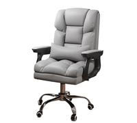 ZYSKABQ Cojín ergonómico de respaldo medio con soporte lumbar ajustable de piel sintética para el hogar, oficina, silla de escritorio con ruedas (gris), patas de pulpo