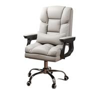 ZYSKABQ Cojín ergonómico de respaldo medio con soporte lumbar ajustable de piel sintética para el hogar, oficina, silla de escritorio con ruedas (gris), patas de pulpo