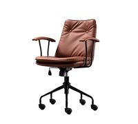 ZYSKABQ Escritorio Moderno de la Oficina en casa con Ruedas y Base de Metal Negro, Escritorio Giratorio Ajustable Ajustable Silla de Cuero (Naranja) Octopus Feet