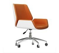 ZYSKABQ Silla de Escritorio ergonómica giratoria con reposabrazos de Altura Ajustable y Ruedas Silla de Trabajo de Cuero Amarillo con pies de aleación de Aluminio Octopus Feet