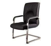 ZYSKABQ Silla de huéspedes de la Oficina de Cuero de Falso Negro Elegante con reposabrazos para la Sala de reuniones o Sala de Espera de la cómoda Silla de Escritorio con Base de Trineo Octopus Feet