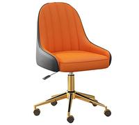 ZYSKABQ Silla de Oficina ejecutiva ergonómica con Escritorio Giratorio de Cuero con Rueda reclinada Silla de computadora más Acolchada Base Dorada de la Base Dorada de la Oficina de Carreras Moderna