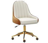 ZYSKABQ Silla de Oficina ejecutiva ergonómica con Escritorio Giratorio de Cuero con Rueda reclinada Silla de computadora más Acolchada Base Dorada de la Base Dorada de la Oficina de Carreras Moderna