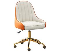 ZYSKABQ Silla de Oficina ejecutiva ergonómica con Escritorio Giratorio de Cuero con Rueda reclinada Silla de computadora más Acolchada Base Dorada de la Base Dorada de la Oficina de Carreras Moderna