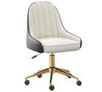 ZYSKABQ Silla de Oficina ejecutiva ergonómica con Escritorio Giratorio de Cuero con Rueda reclinada Silla de computadora más Acolchada Base Dorada de la Base Dorada de la Oficina de Carreras Moderna