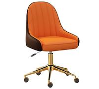 ZYSKABQ Silla de Oficina ejecutiva ergonómica con Escritorio Giratorio de Cuero con Rueda reclinada Silla de computadora más Acolchada Base Dorada de la Base Dorada de la Oficina de Carreras Moderna