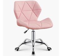 ZYSKABQ Silla de Oficina Extra Ancha de Mujeres con Ruedas PU Silla de Escritorio de Cuero 360 ° Polea silenciosa giratoria Alta resiliencia Sponge Redido Rosa Octopus Feet