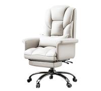ZYSKABQ Silla ejecutiva Moderna con reposapiés giratoria de Cuero PU Silla ergonómica Boss Altura Ajustable y rotación de 360° Fácil Montaje Blanco Roto Octopus Feet