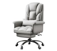 ZYSKABQ Silla ejecutiva Moderna con reposapiés giratoria de Cuero PU Silla ergonómica Boss Altura Ajustable y rotación de 360° Fácil Montaje Blanco Roto Octopus Feet