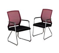 ZYSKABQ Silla invitada de la Base de Trineo con reposabrazos para el hogar y el sillón de la Conferencia de 2 sillas de Escritorio de Malla para la recepción de la Oficina Color Negro Octopus Feet