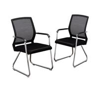 ZYSKABQ Silla invitada de la Base de Trineo con reposabrazos para el hogar y el sillón de la Conferencia de 2 sillas de Escritorio de Malla para la recepción de la Oficina Color Negro Octopus Feet