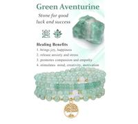 Zysta 108 perlas Mala cadena 6 mm aventurina pulsera con colgante árbol de la vida pulsera enroscable Reiki Yoga joyas regalos espirituales para mujeres hombres