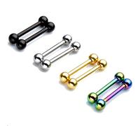 Zysta - Piercing recto de acero inoxidable de 14 G, 8 unidades de colores variados, barra con longitud de entre de 0,63 y 1,58 cm, piercing para labio, nariz, ceja, pezón, oreja, lengua