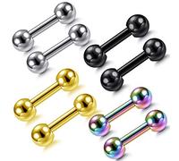 Zysta - Piercing recto de acero inoxidable de 14 G, 8 unidades de colores variados, barra con longitud de entre de 0,63 y 1,58 cm, piercing para labio, nariz, ceja, pezón, oreja, lengua