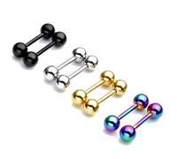 Zysta - Piercing recto de acero inoxidable de 14 G, 8 unidades de colores variados, barra con longitud de entre de 0,63 y 1,58 cm, piercing para labio, nariz, ceja, pezón, oreja, lengua