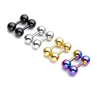 Zysta - Piercing recto de acero inoxidable de 14 G, 8 unidades de colores variados, barra con longitud de entre de 0,63 y 1,58 cm, piercing para labio, nariz, ceja, pezón, oreja, lengua