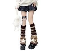 ZYSWCHB Y2k Leg Warmers Kawaii Gothic Socks Set Japanese Leg Warmers JK Socks Set Stockings Winter Warm (Color : Brown, Size : One Size(40cm))